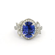 Platinum Tanzanite And Diamond Ring