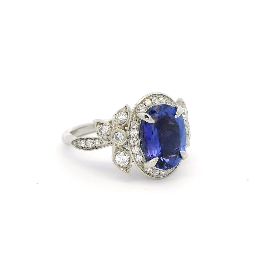 Platinum Tanzanite And Diamond Ring