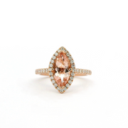 18ct Rose Gold Morganite And Diamond Ring