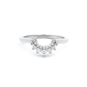 Platinum curved diamond tiara wedding band ring