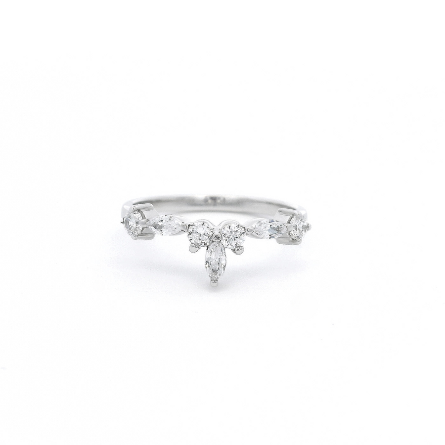 Marquise and Round Cut Diamond Wedding Ring