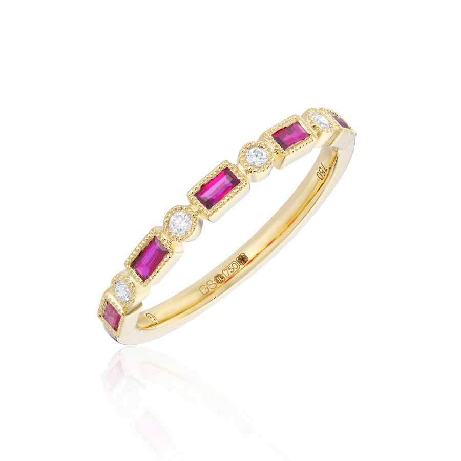 18ct Yellow Gold Ruby & Diamond Ring