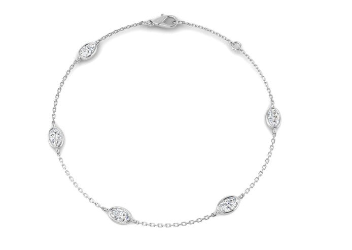 9ct White Gold Lab Grown Oval Diamond Bracelet