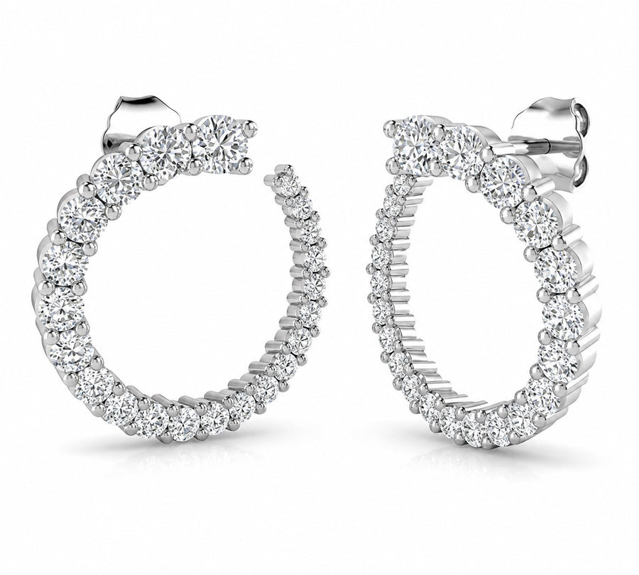 9ct White Gold Lab Grown Diamond Graduated Circle Stud Earrings.