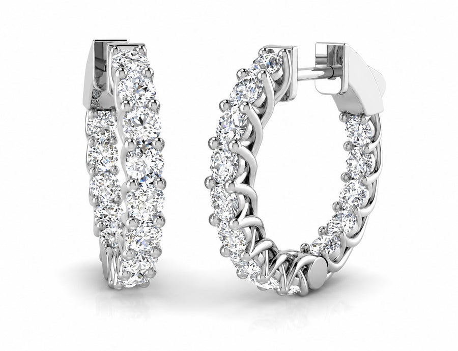 9ct White Gold Lab Grown Diamond Hoop Earrings