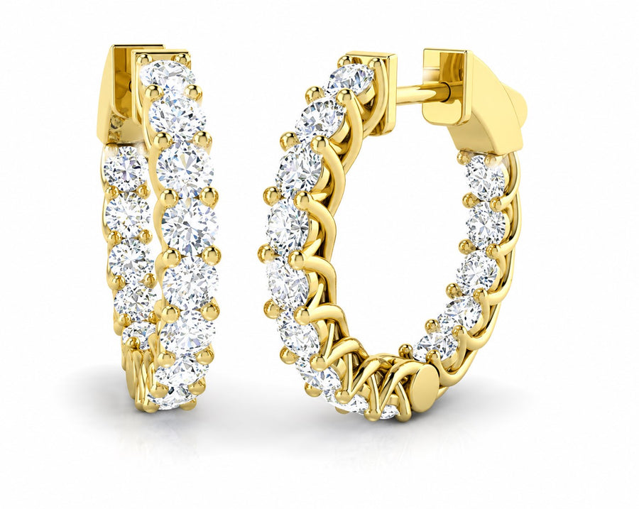 9ct Yellow Gold Lab Grown Diamond Hoop Earrings