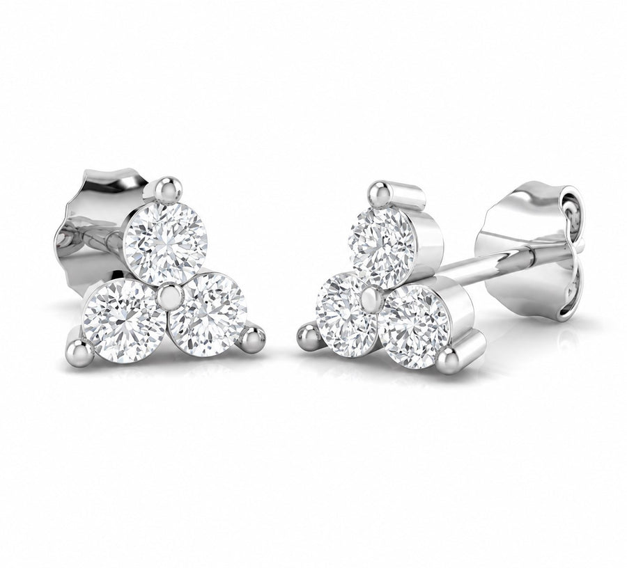 9ct White Gold Lab grown Diamond Trefoil Earrings