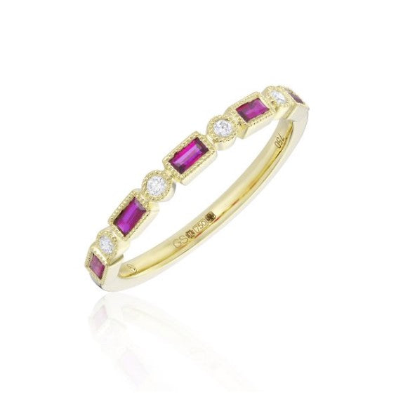 18ct Yellow Gold Ruby & Diamond Ring