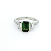 Platinum Tourmaline Art Deco Ring