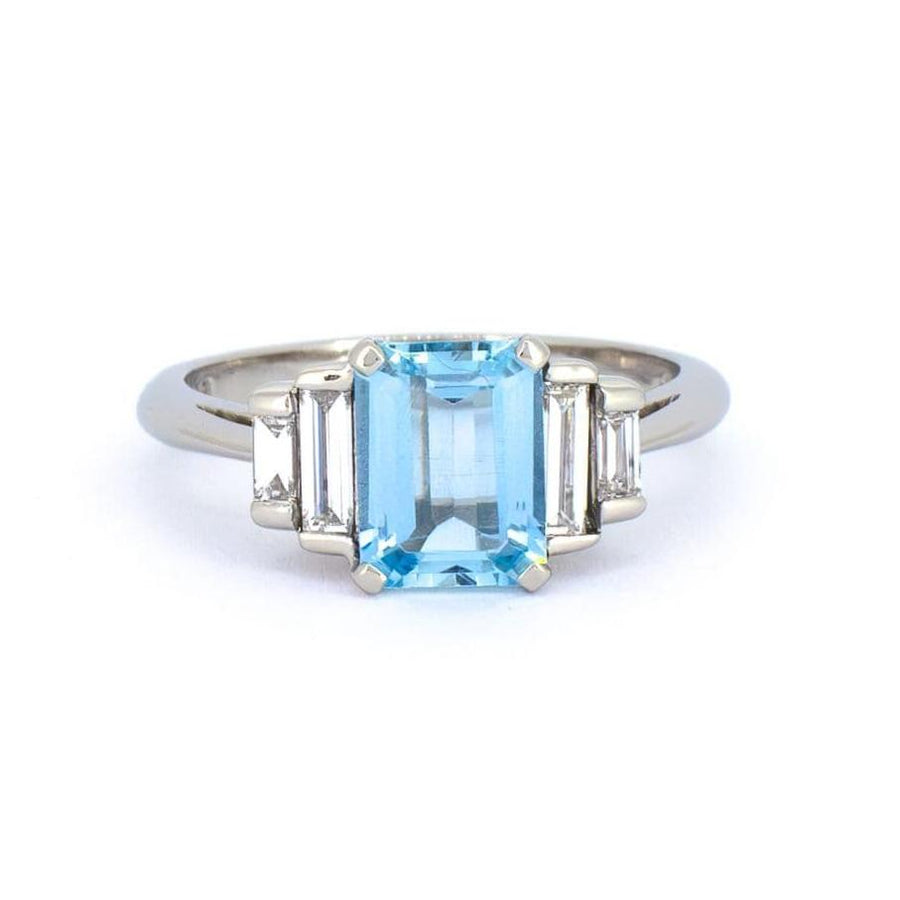 Aquamarine And Diamond Engagement Ring