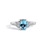 Platinum Aquamarine & Diamond Engagement Ring