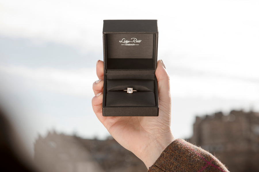 18ct yellow gold solitaire with 2.01ct Lab Grown Asscher Cut Diamond Engagement Ring