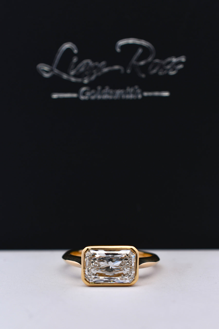 Lab Grown Diamond Radiant Cut Bezel Set Engagement Ring