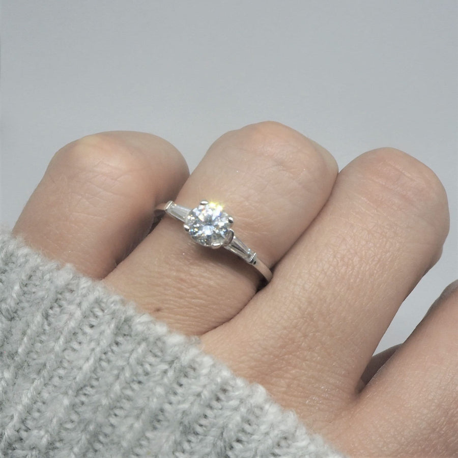 Brilliant Cut With Tapered Baguette Shoulders Engagement Ring