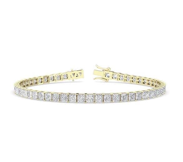 Classic Lab Grown 18ct Yellow Gold Tennis Bracelet 7.00ct