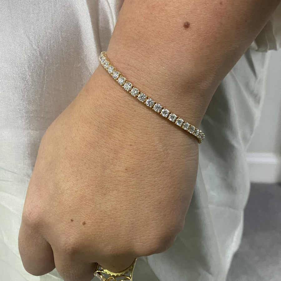 Classic Lab Grown 18ct Yellow Gold Tennis Bracelet 7.00ct