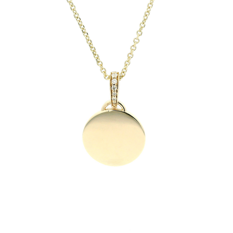 9ct Yellow Gold Diamond Circle Signet Pendant – Jewellery by