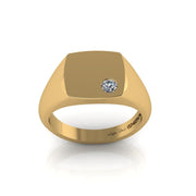 Cushion And Diamond Set Yellow Gold Signet Ring