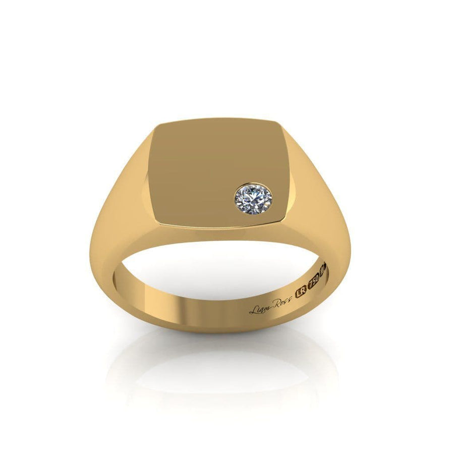 Cushion And Diamond Set Yellow Gold Signet Ring