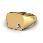 Cushion And Diamond Set Yellow Gold Signet Ring