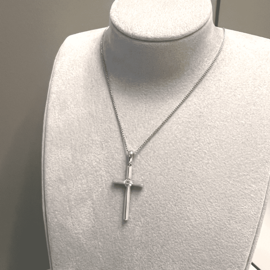 18ct Diamond Solitaire Cross Pendant