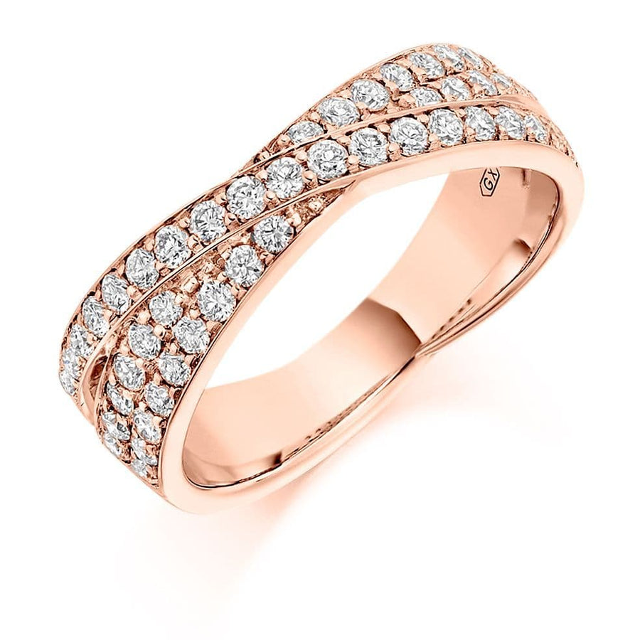 0.70cts Pave Set Crossover Ring