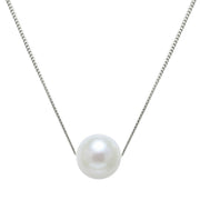 9ct White Gold Single Pearl Slider Necklace