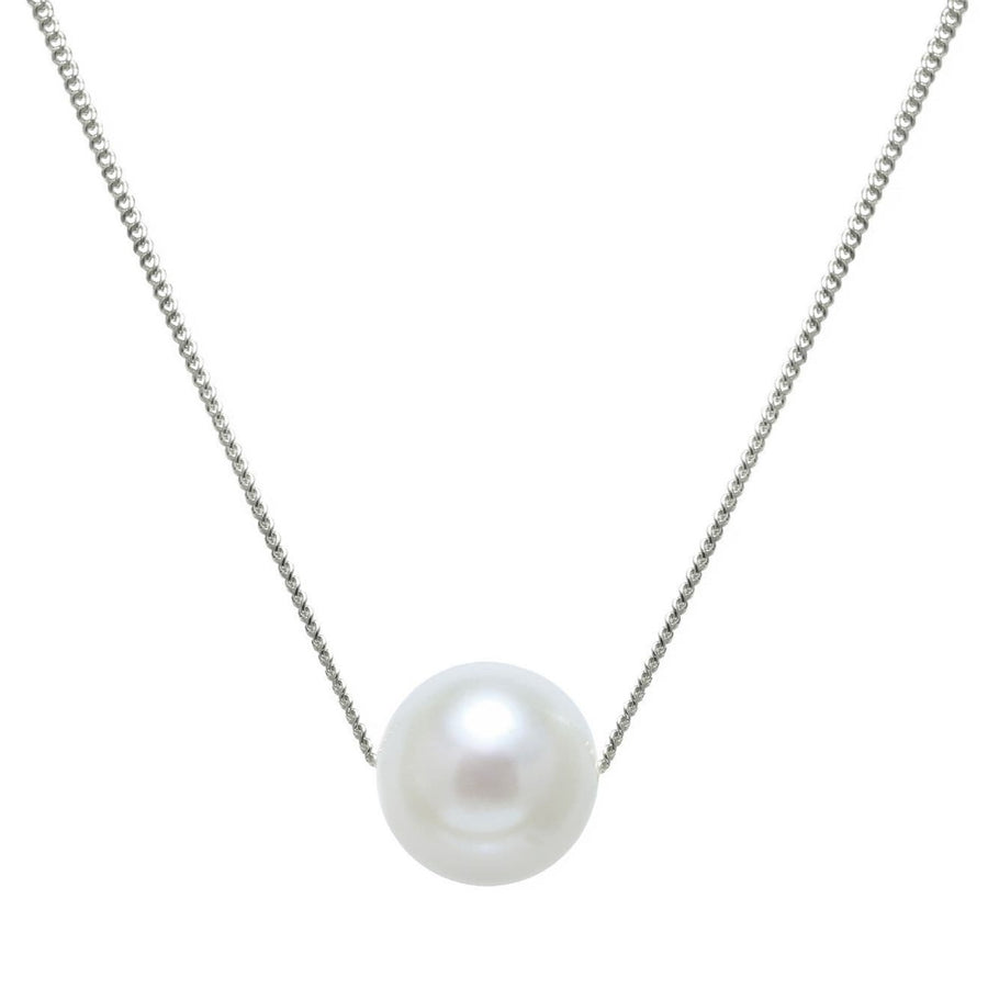 9ct White Gold Single Pearl Slider Necklace