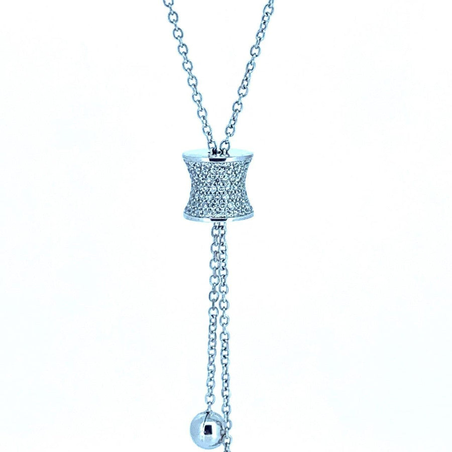 18ct White Gold & Diamond Slider Toggle Necklace