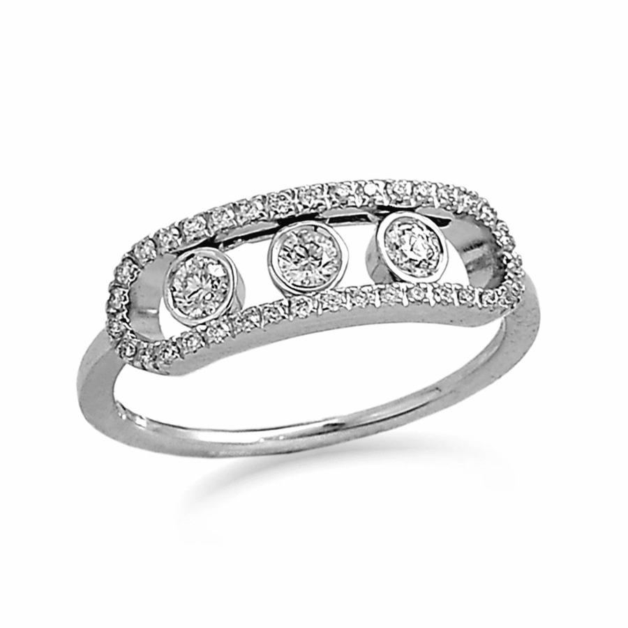 18ct White Gold, Dancing Diamond Movement Ring