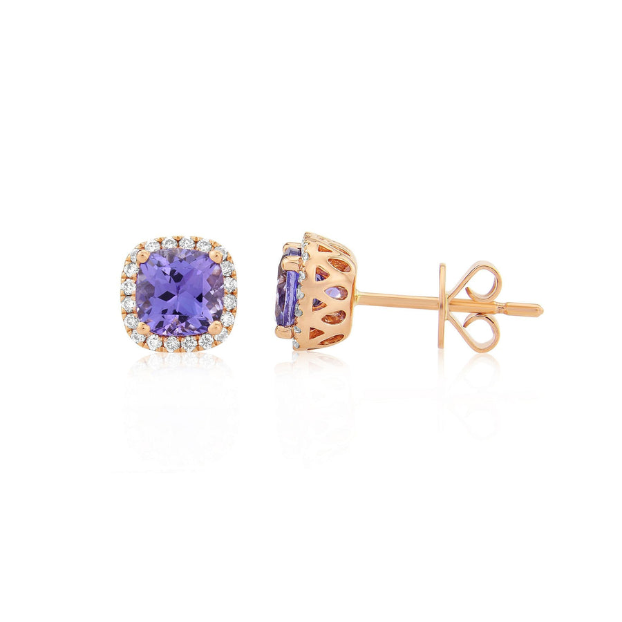 9ct Rose Gold Tanzanite And Rose Gold Earrings