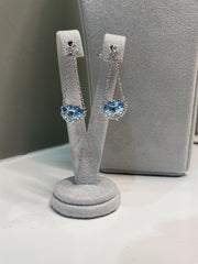 9ct White Gold Aquamarine And Diamond Drop Earrings