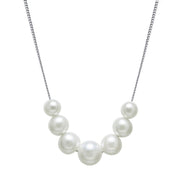 9ct White Gold Graduating Pearl Slider Necklace