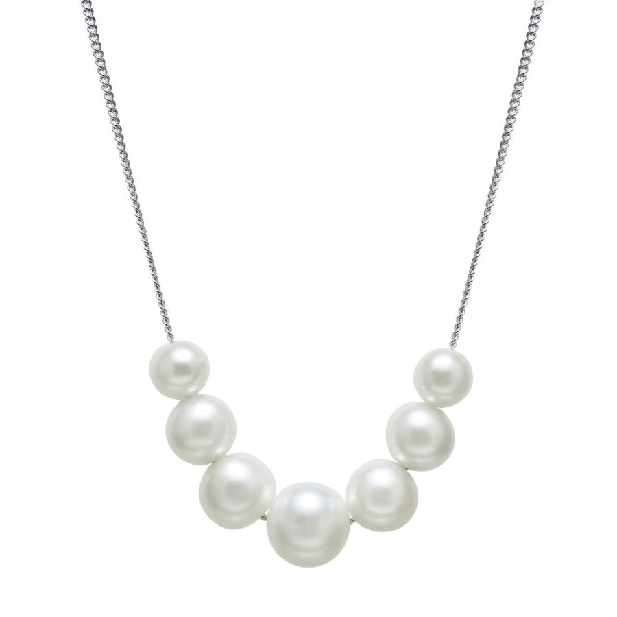 9ct White Gold Graduating Pearl Slider Necklace