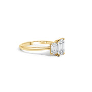 18ct Yellow Gold Emerald Trilogy Engagement Ring