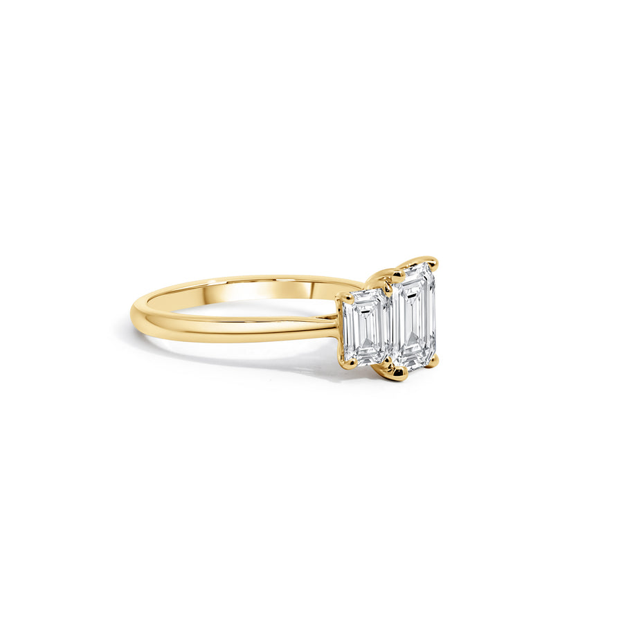 18ct Yellow Gold Emerald Trilogy Engagement Ring