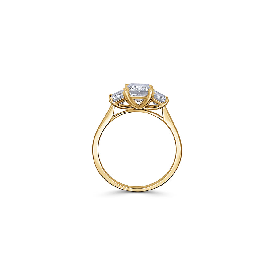 18ct Yellow Gold Emerald Trilogy Engagement Ring