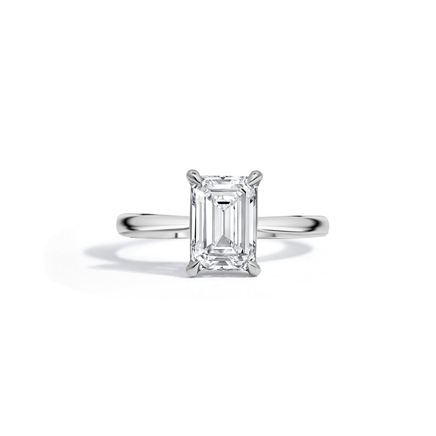 Platinum Emerald cut Solitaire Engagement Ring