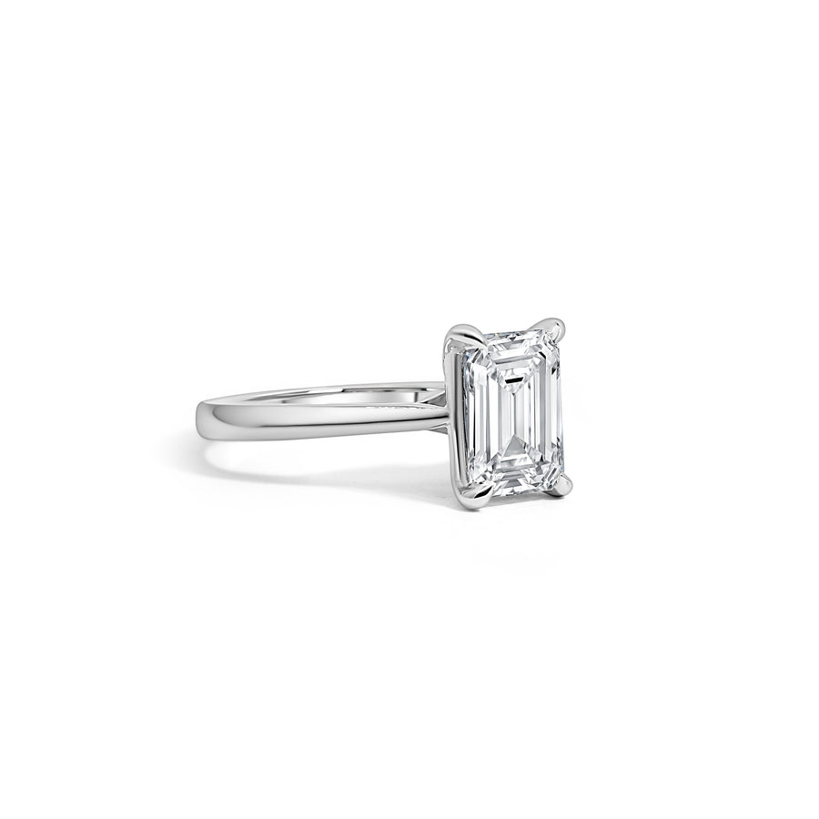 Platinum Emerald cut Solitaire Engagement Ring