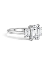 Platinum Lab Grown Diamond Emerald Cut Trilogy Ring