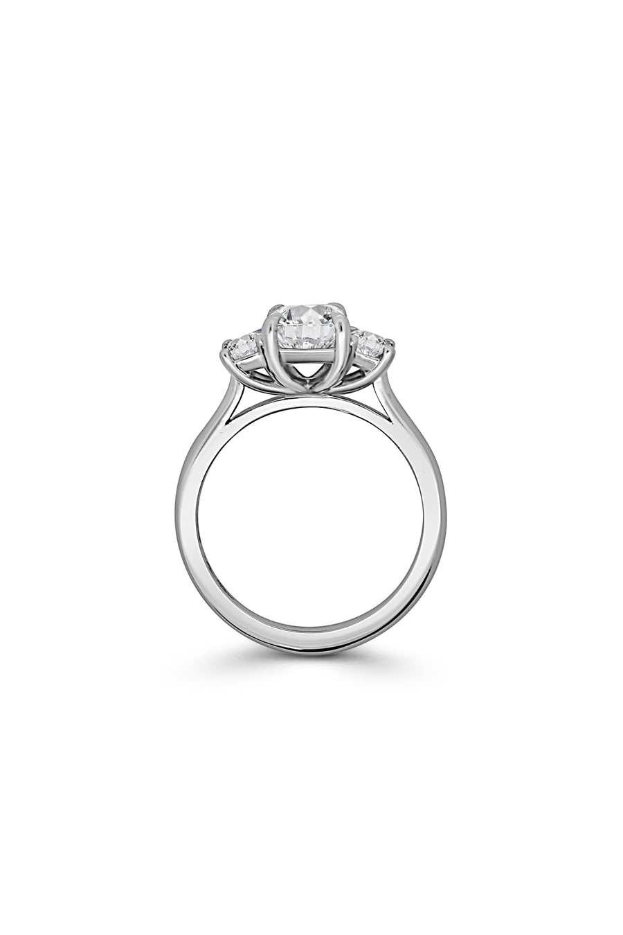 Platinum Lab Grown Diamond Emerald Cut Trilogy Ring