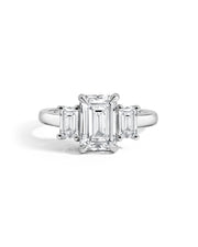 Platinum Lab Grown Diamond Emerald Cut Trilogy Ring