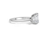 Platinum Lab Grown Diamond Emerald Cut Trilogy Ring