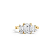 18ct Yellow Gold Emerald Trilogy Engagement Ring