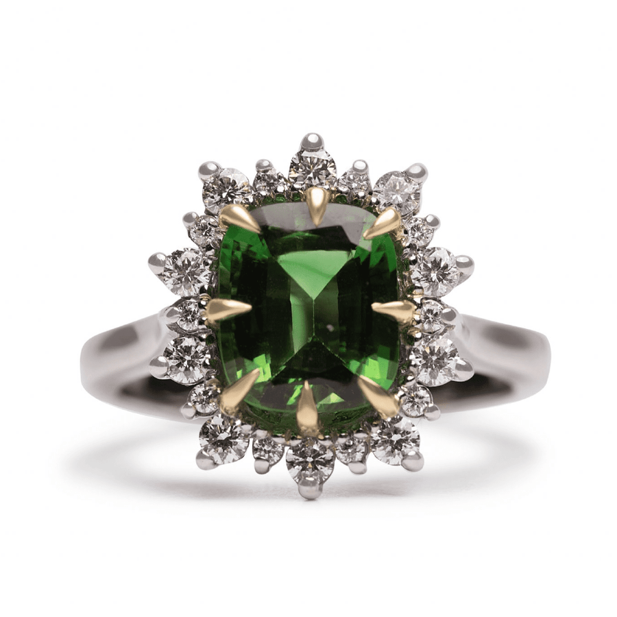 Evergreen Platinum And Yellow Gold, Tourmaline And Diamond Ring