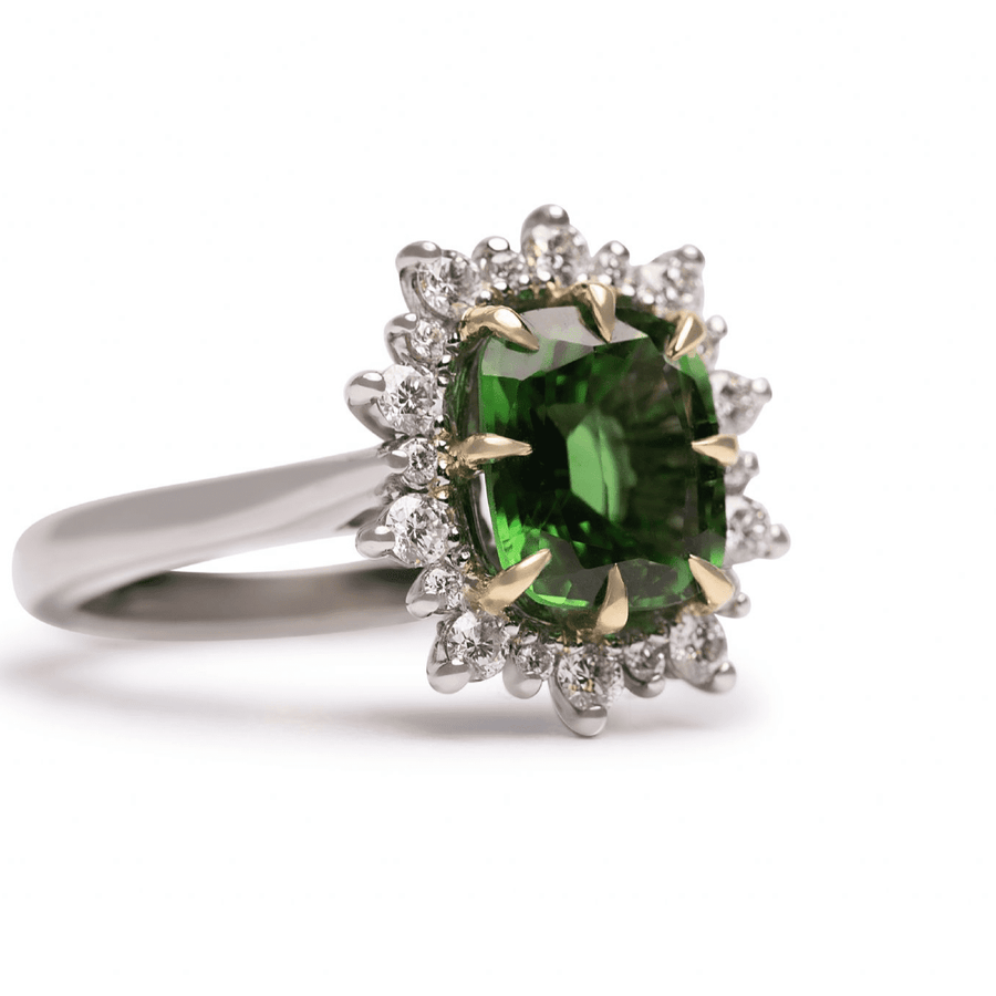 Evergreen Platinum And Yellow Gold, Tourmaline And Diamond Ring