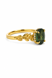 Botanical Teal Sapphire Engagement Ring