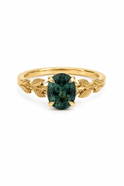 Botanical Teal Sapphire Engagement Ring