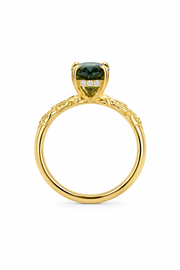Botanical Teal Sapphire Engagement Ring