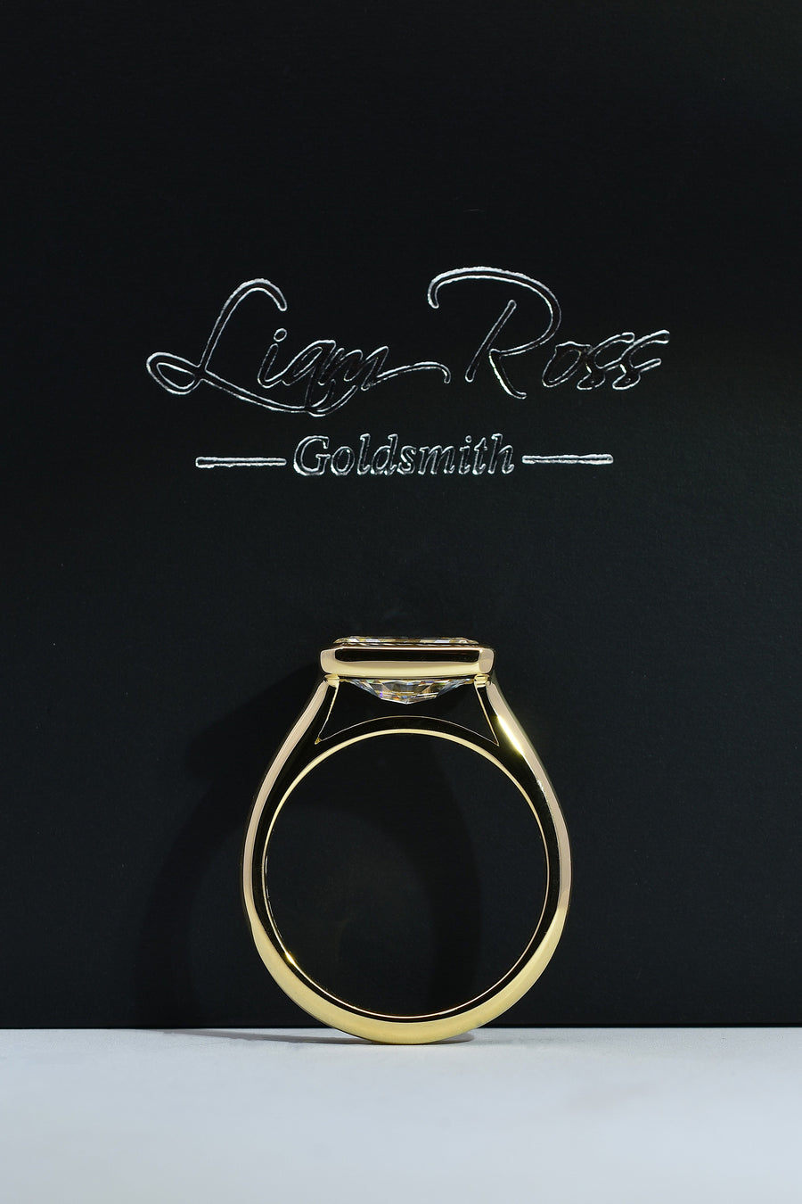 Lab Grown Diamond Radiant Cut Bezel Set Engagement Ring